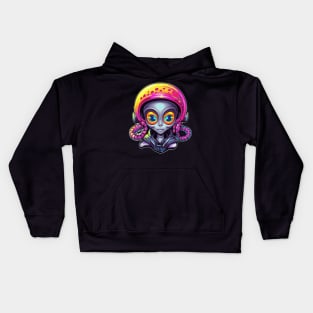 Grey Alien Rider With Helmet Gear Kids Hoodie